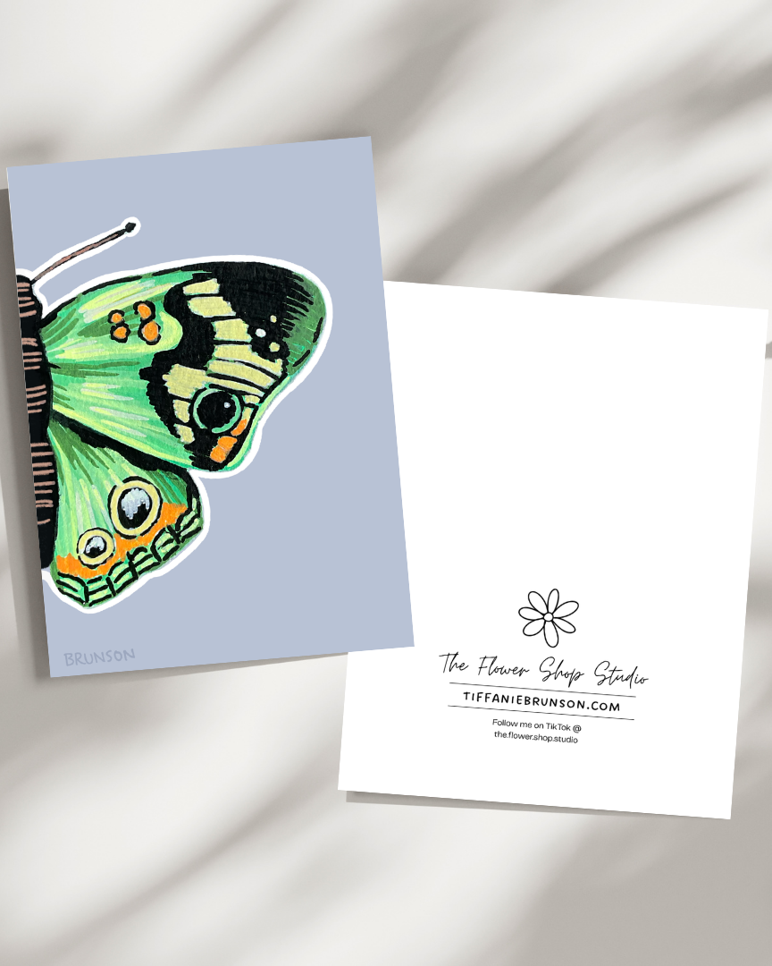 Green Buckeye Butterfly Greeting Card - 5x7 – Wholesale Pack of 12