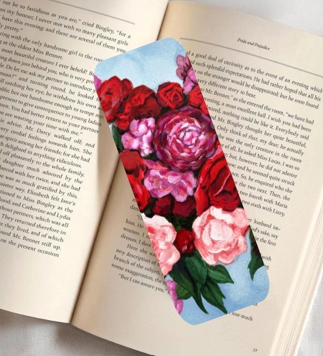 Red Roses Fine Art Bookmark 2x6"