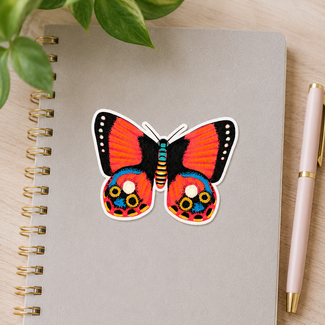 Red Callicore Butterfly Sticker – Artist-Designed Vinyl Sticker