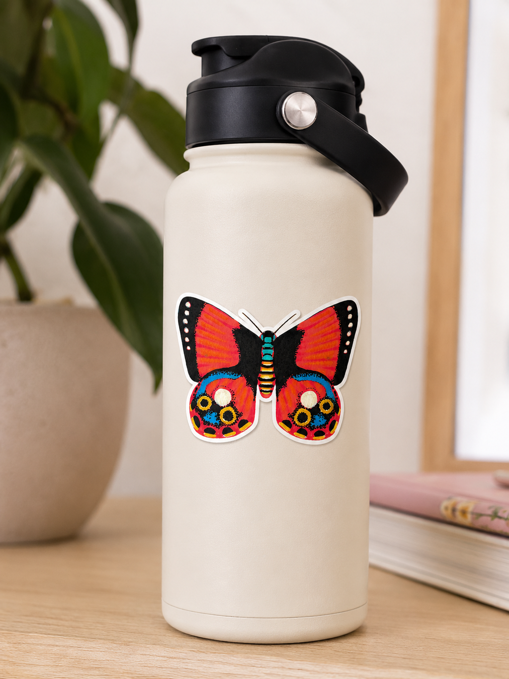 Red Callicore Butterfly Sticker – Artist-Designed Vinyl Sticker