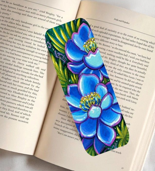Blue Magnolias Fine Art Bookmark 2x6"
