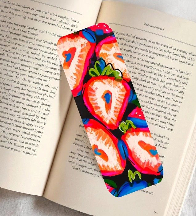 Strawberry Fruit Fine Art Bookmark 2x6"