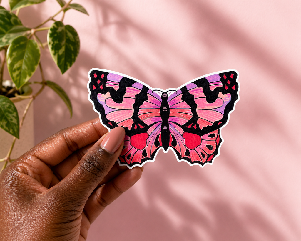 Painted Lady Butterfly Sticker – Artist-Designed Vinyl Sticker