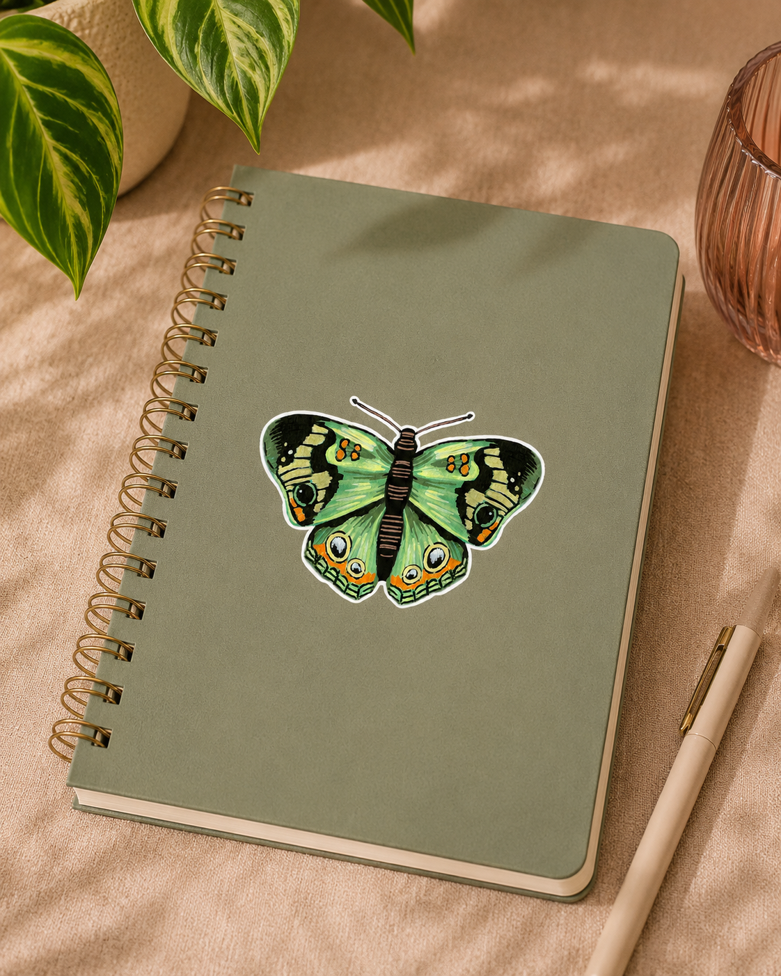 Green Buckeye Butterfly Sticker – Artist-Designed Vinyl Sticker