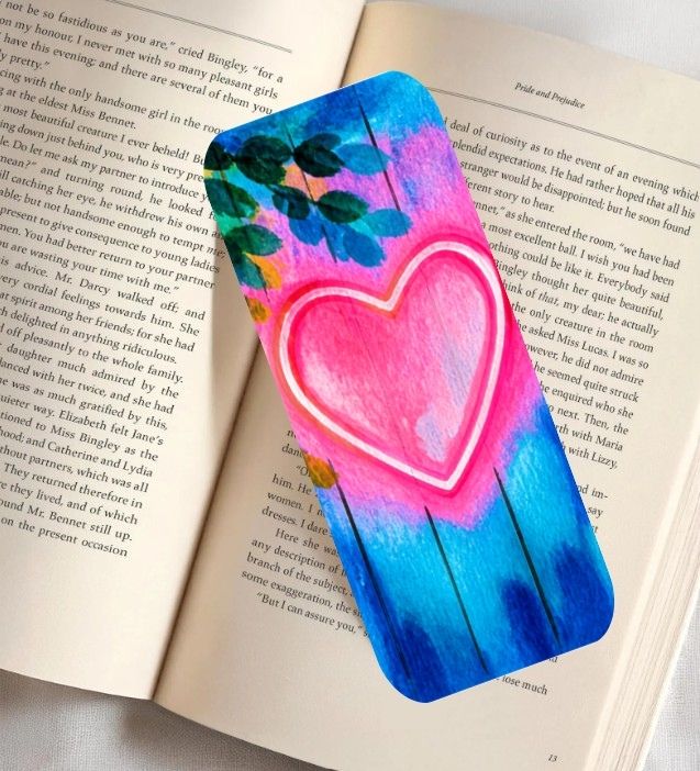 Neon Heart Fine Art Bookmark 2x6"