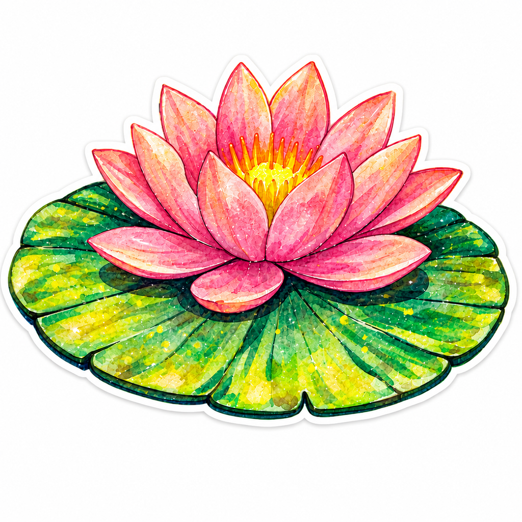 Pink Lotus Flower Sticker – Artist-Designed Vinyl Sticker