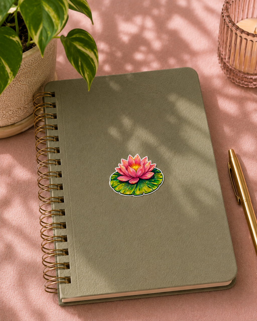 Pink Lotus Flower Sticker – Artist-Designed Vinyl Sticker