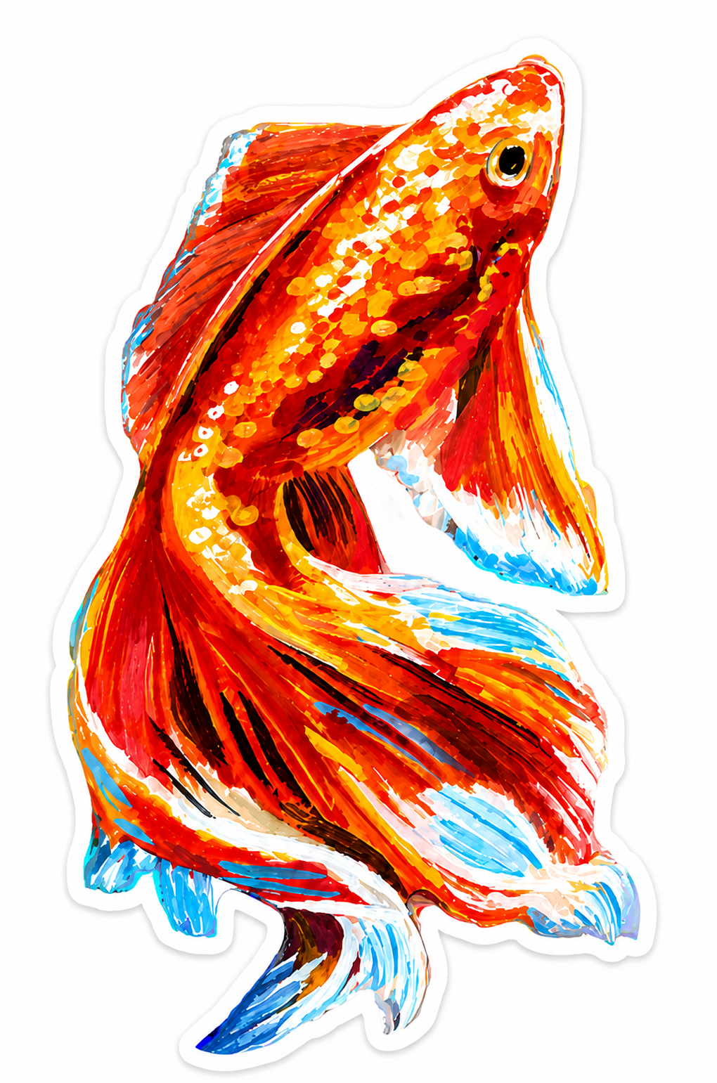 Colorful Betta Fish Sticker – Artist-Designed Vinyl Sticker