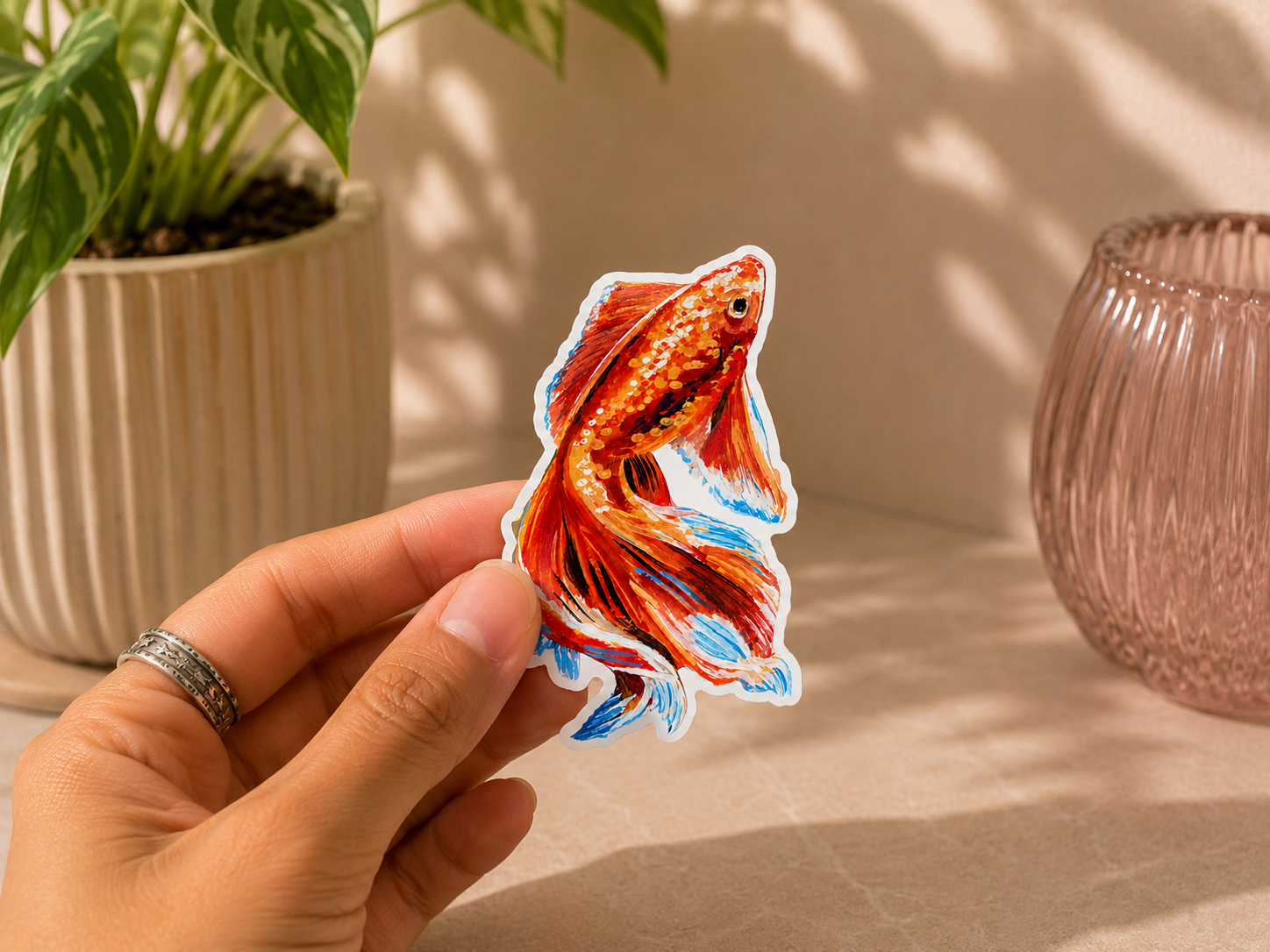 Colorful Betta Fish Sticker – Artist-Designed Vinyl Sticker