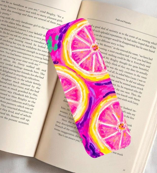 Pink Grapefruit Fine Art Bookmark 2x6"