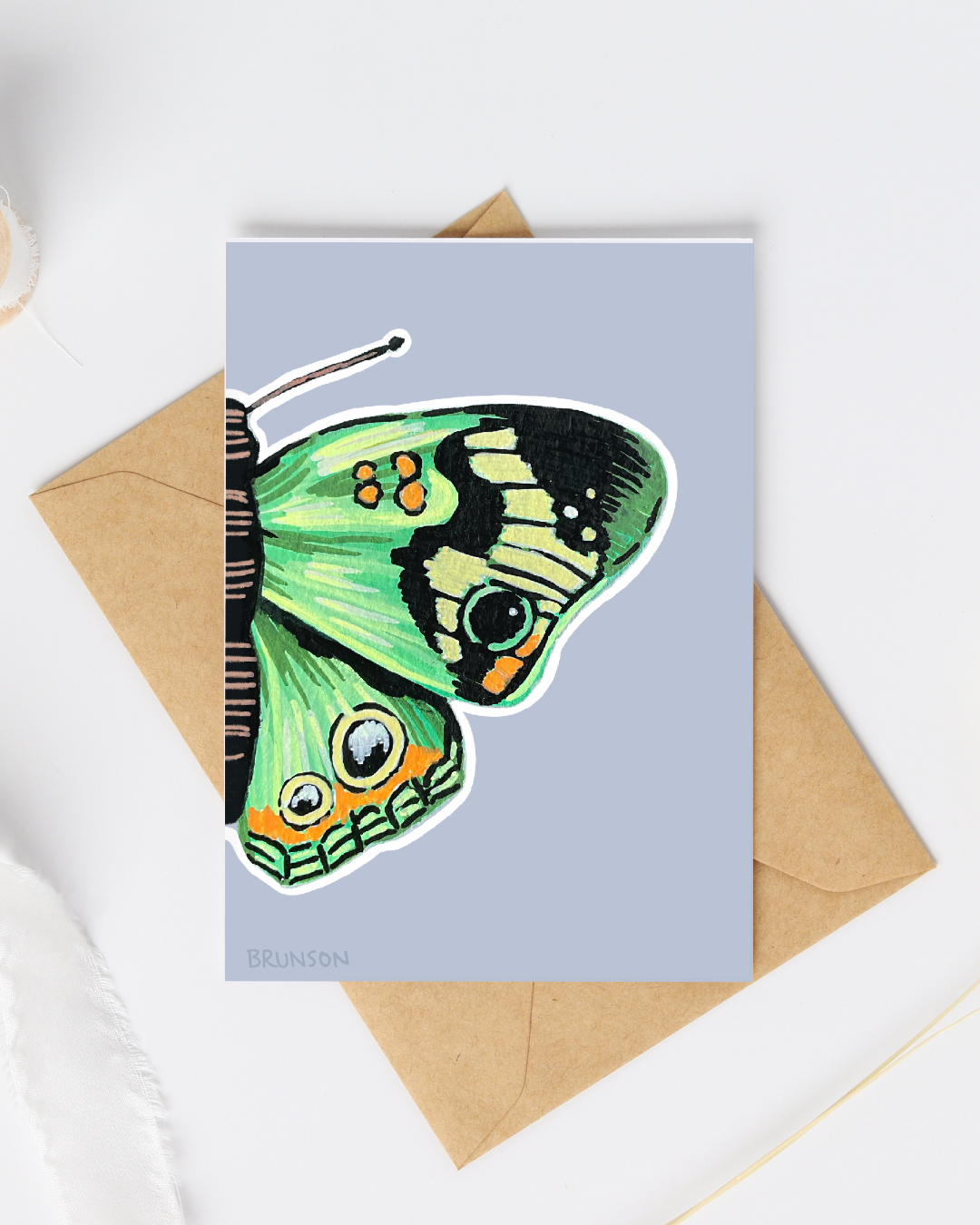 Green Buckeye Butterfly Greeting Card - 5x7 – Wholesale Pack of 12