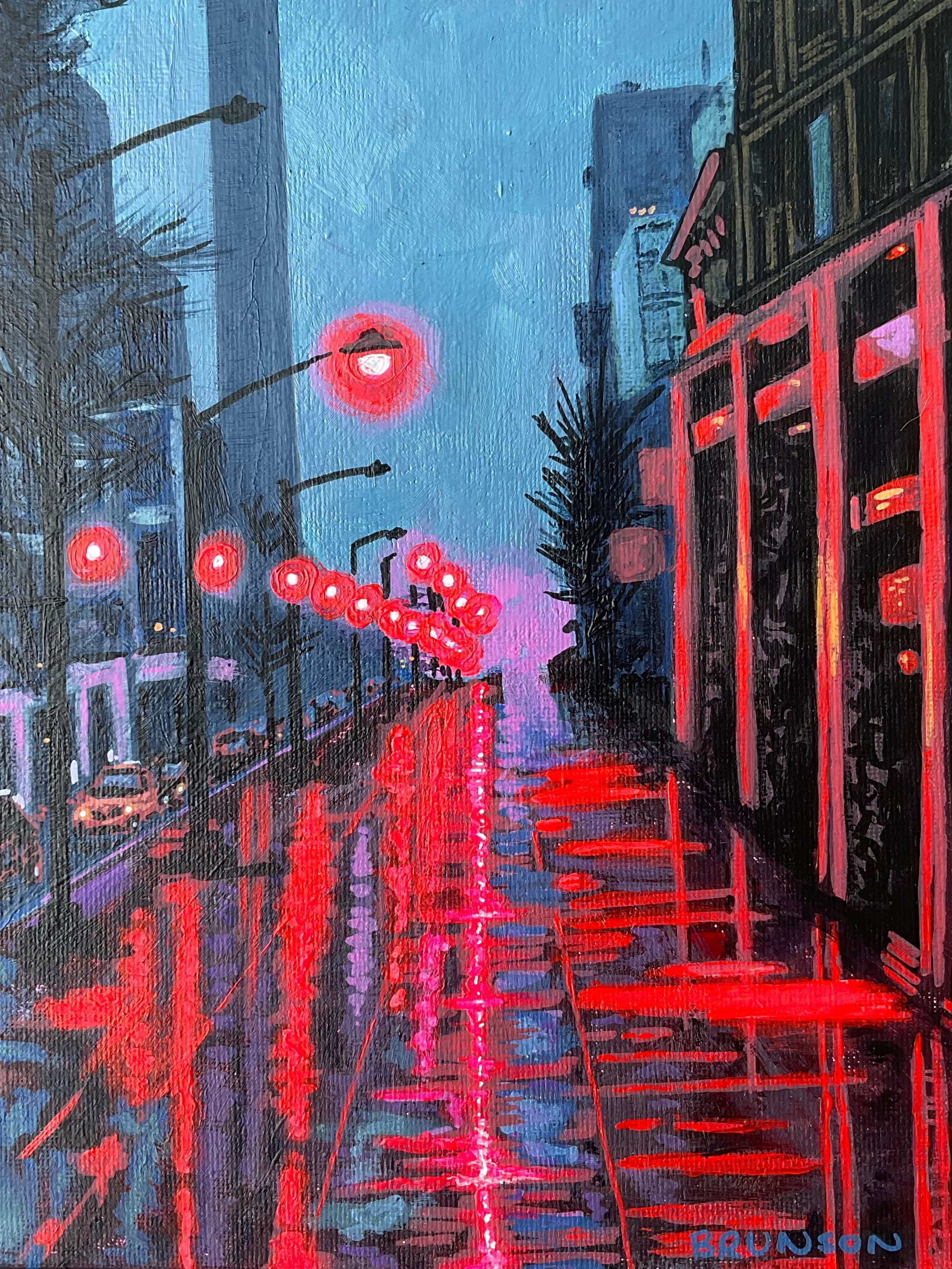 Scarlett Streets - Original Acrylic Painting 8x10"