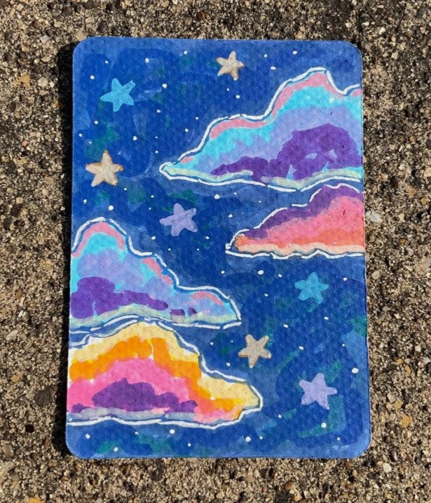 Starry Sky ACEO Art Print – 2.5 × 3.5 Mini Art